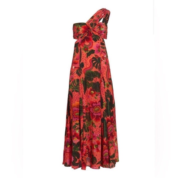New FARM Rio Blooming Garden One Shoulder Maxi Dress Size L Worn Once - Picture 2 of 9